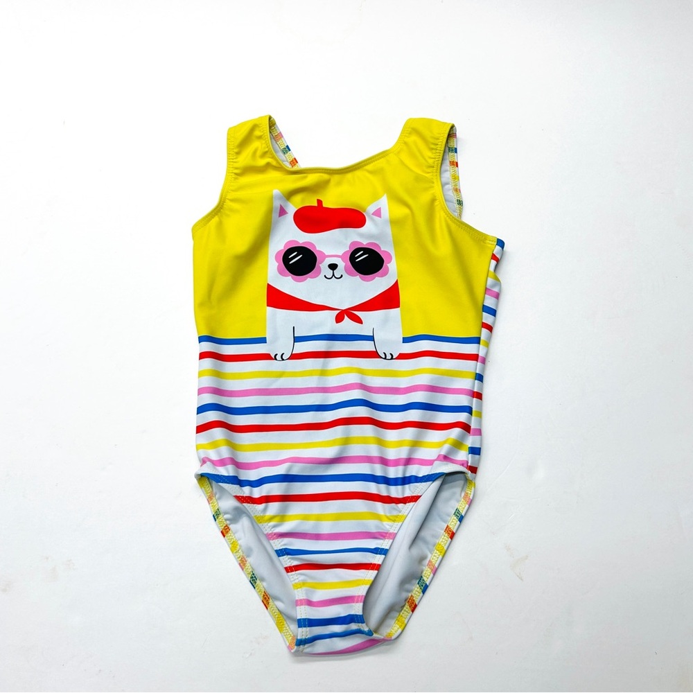 Destira Girls Kids Colorful Cat Kitty Beret Striped Gymnastics Dance Leotard
